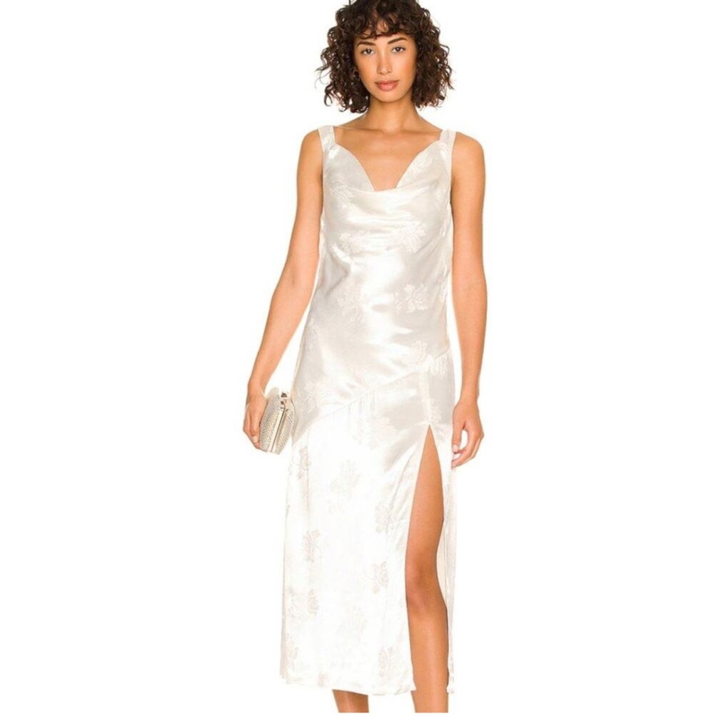 Revolve - Averie Satin Midi Dress in Ivory MAJORELLE